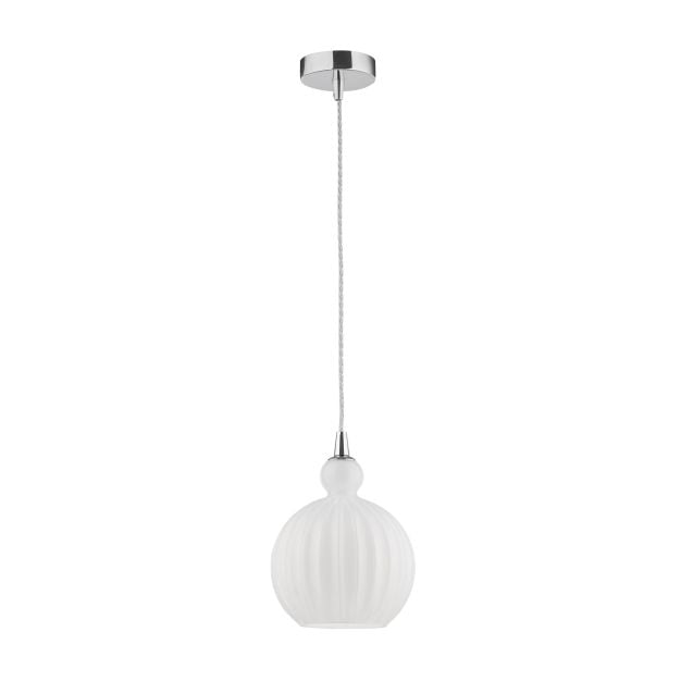 Nova Luce Odell - hanglamp - Ø 15 x 120 cm - opaal en chroom