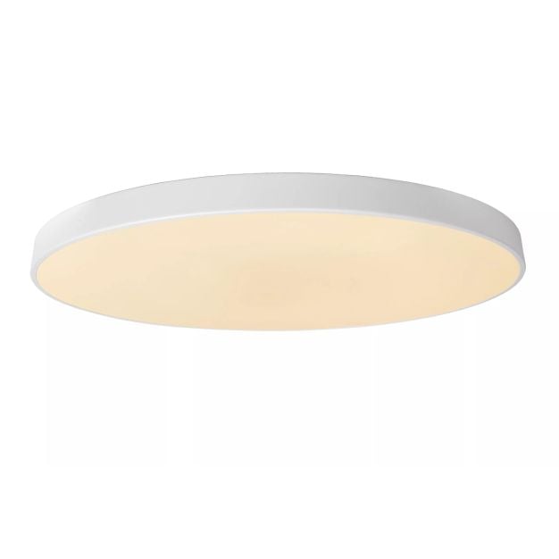 Lucide Unar - plafondverlichting - Ø 80 x 5 cm - 80W dimbare LED incl. - 3 stappen dimmer - wit