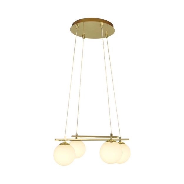 Searchlight Kris Cross - hanglamp - Ø 50 x 150 cm - goud en wit