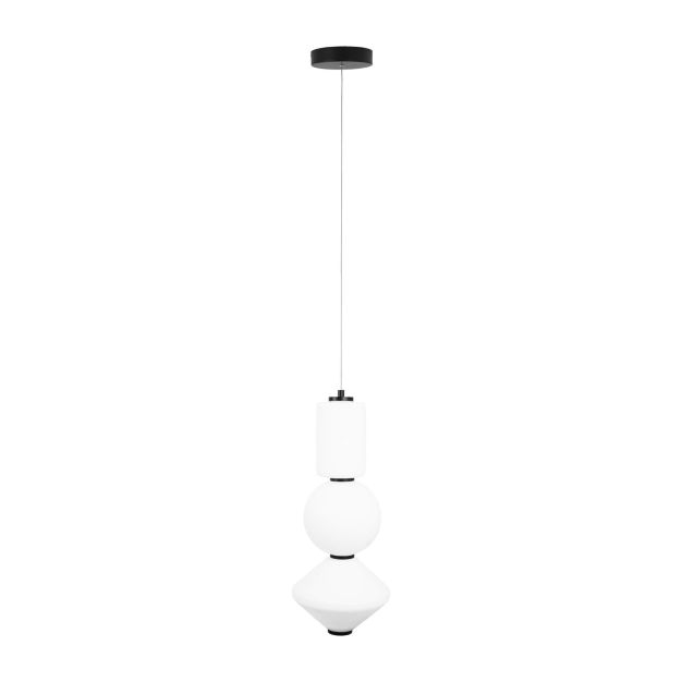 Maxlight Akiko - hanglamp - Ø 20 x 180 cm - 23W LED incl. - zwart en opaal