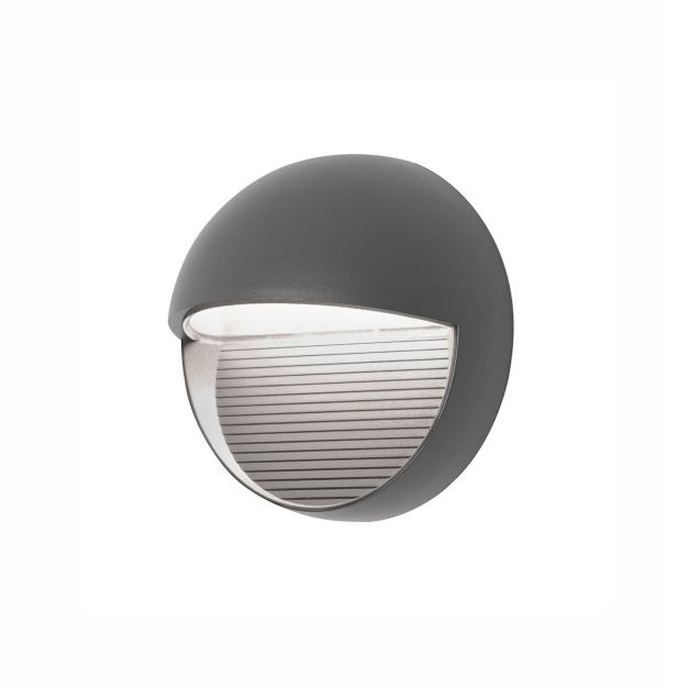 Nova Luce Krypton - buiten wandverlichting - Ø 16 x 9,6 cm - 6W LED incl. - IP54 - donkergrijs