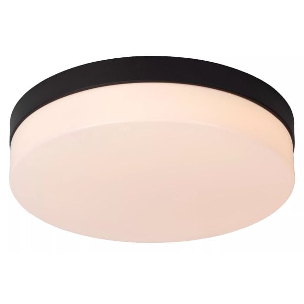 Lucide Biskit - plafondlamp met bewegingssensor - Ø 28 x 7,5 cm - 18W LED incl. - IP44 - zwart