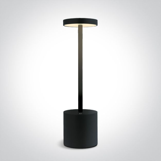 ONE Light Portable Table Lights - oplaadbare tafellamp - Ø 8 x 29 cm - 3 stappen dimbaar - 3W LED incl. - IP54 - zwart