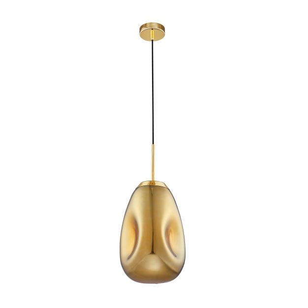 Nova Luce Lava - hanglamp - Ø 22,5 x 120 cm - goud