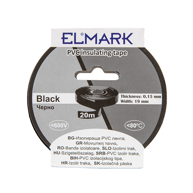 Elmark isolerende PVC tape 19mm - 20 meter lengte - zwart