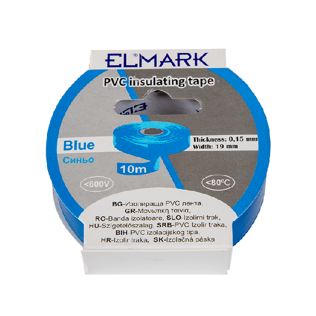 Elmark isolerende PVC tape 19mm - 10 meter lengte - blauw