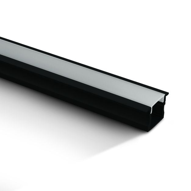 ONE Light Recessed Profiles - inbouw LED profiel - 2,3 x 1,5 cm - 200 cm lengte - zwart