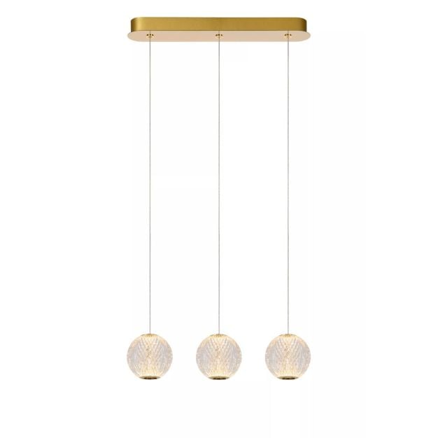 Lucide Cintra - hanglamp -  48 x 11 x 150 cm - 3 x 4,7W LED incl. - transparant en goud