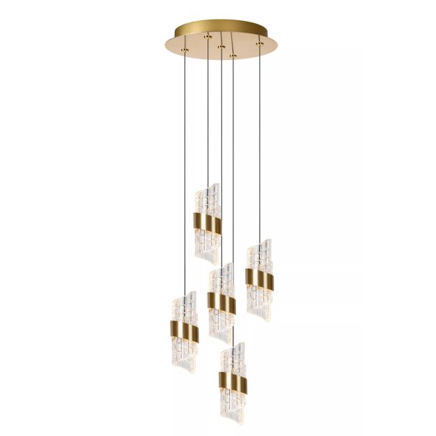 Lucide Kligande - hanglamp - Ø 30 x 150 cm - 5 x 7,8W LED incl. - goud