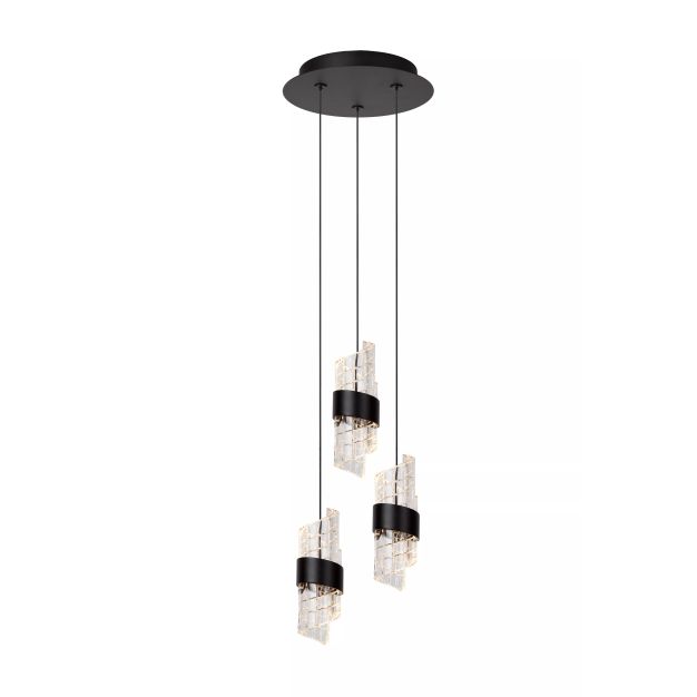 Lucide Kligande - hanglamp - Ø 25 x 150 cm - 3 x 8W LED incl. - zwart