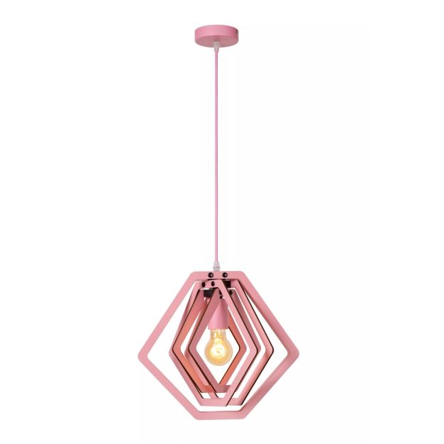 Lucide Mauro - hanglamp - 33,5 x 33,5 x 100 cm - roze