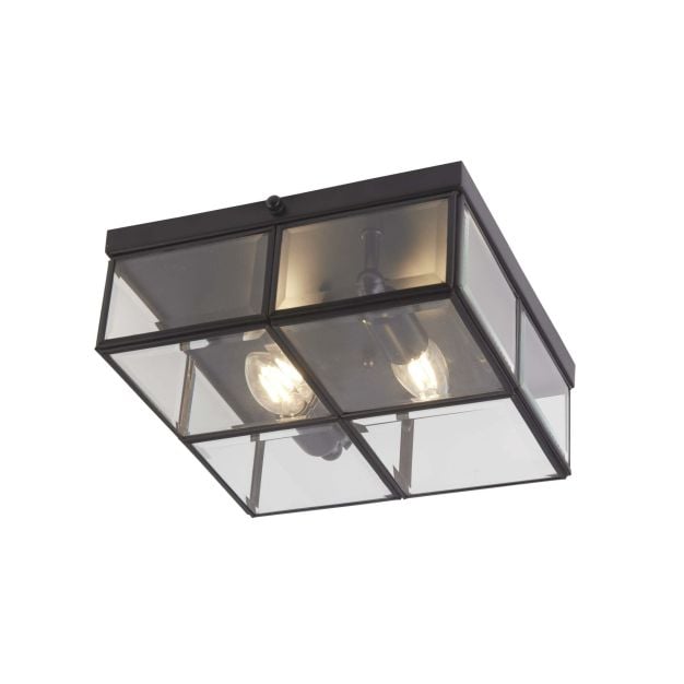 Searchlight Flush - plafondverlichting - 25 x 25 x 10 cm - mat zwart