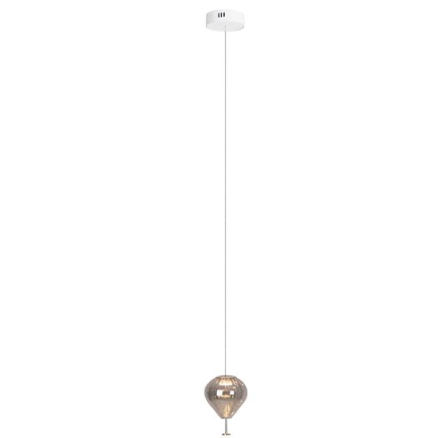 Maxlight Palloncini - hanglamp - Ø 12 x 180 cm - 2 x 3W LED incl. - wit, chroom en gerookt glas