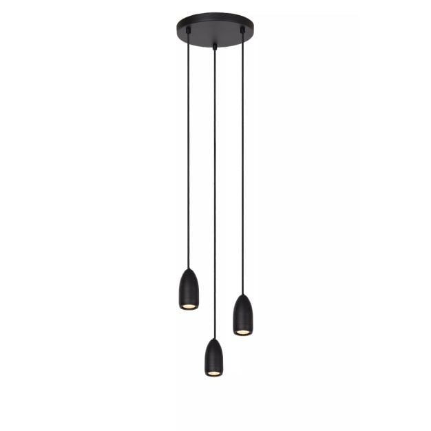 Lucide Evora 3L - hanglamp - Ø 25 x 150 cm - zwart