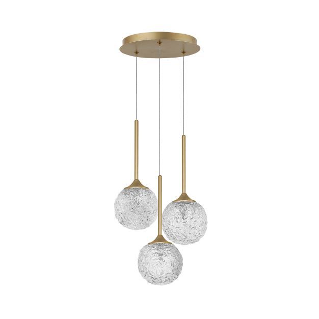 Nova Luce Mirano - hanglamp - Ø 32 x 180 cm - messing goud en transparant