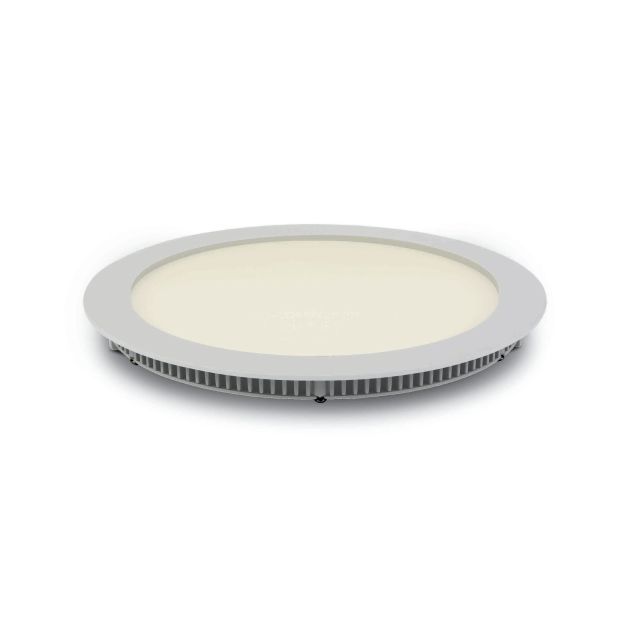 ONE Light Round Recessed Panels - inbouw plafondverlichting - Ø 22,3 x 2,2 cm - 18W LED incl. - IP40 - wit - warm witte lichtkleur