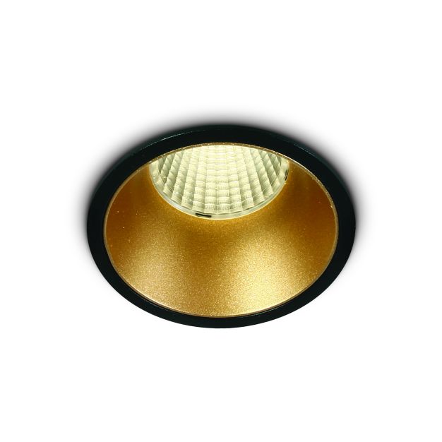 ONE Light COB Dark Light Range - inbouwspot - Ø 73 mm, Ø 67 mm inbouwmaat - 12W dimbare LED incl. - zwart - warm witte lichtkleur