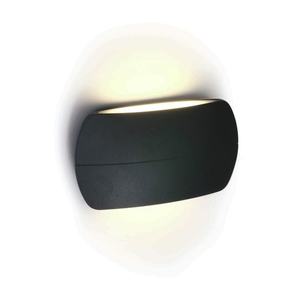 ONE Light Outdoor Slim Oval Range - buiten wandverlichting - 20 x 11 x 5,2 cm - 2 x 6W LED incl. - IP54 - antraciet