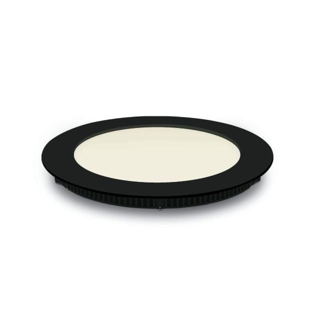 ONE Light Round Recessed Panel - Ø 17,3 x 2,2 cm - 12W LED incl. - IP40 - zwart - witte lichtkleur