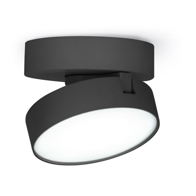 Lutec Stanos - opbouwspot - slimme verlichting - Lutec Connect - Ø10 x 5,5 cm - 6,8W LED incl. - dimfunctie via app - 2700K-6500K - zwart