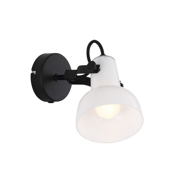 Nordlux Parson - wandverlichting met schakelaar - 11,5 x 15 cm - zwart en opaal wit