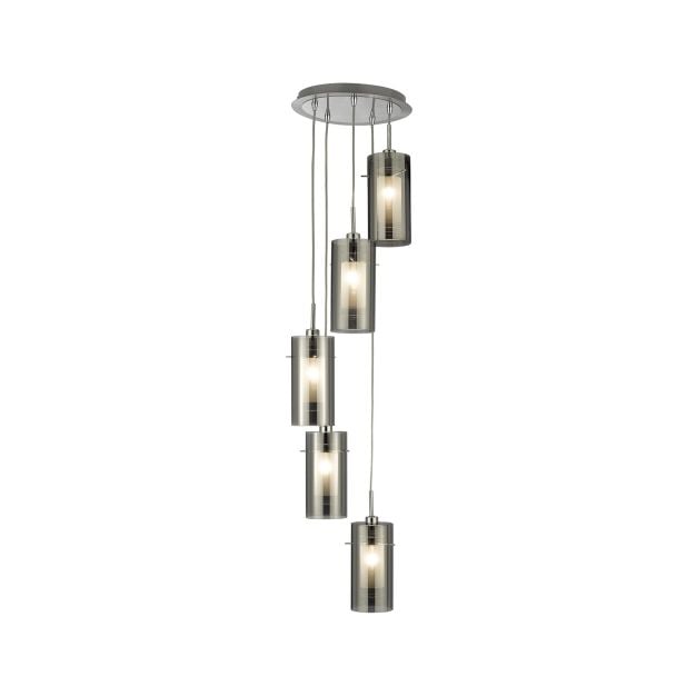 Searchlight Duo 2 - hanglamp - Ø 28 x 120 cm - gerookt en matglas