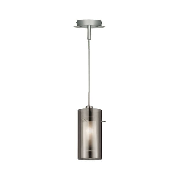 Searchlight Duo 2 - hanglamp - Ø 13 x 100 cm - gerookt en matglas