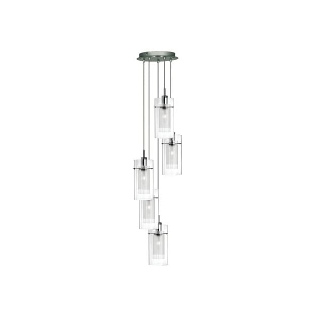 Searchlight Duo 1 - hanglamp - Ø 28 x 120 cm - chroom en transparant