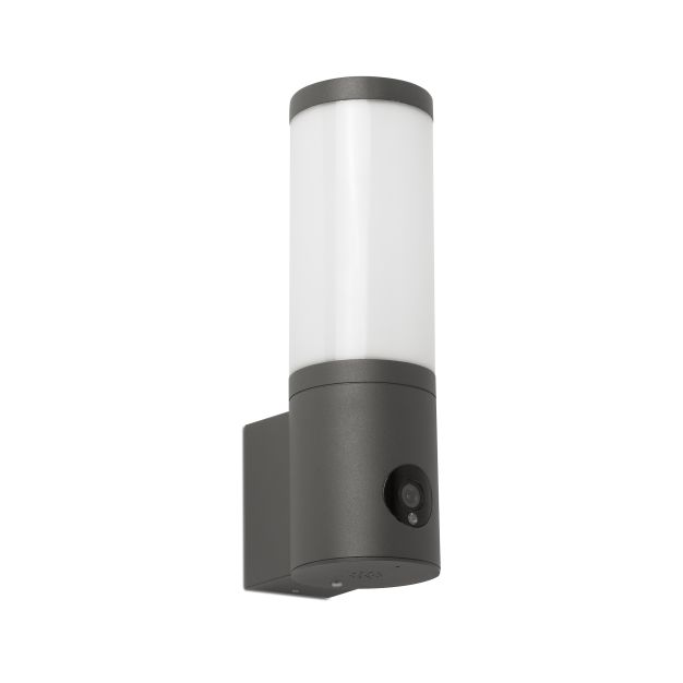 Faro Orwell Wifi - wandverlichting met wifi verbinding en camera - 9 x 12,7 x 30 cm - 4-13W dimbare LED incl. - IP54 - donkergrijs