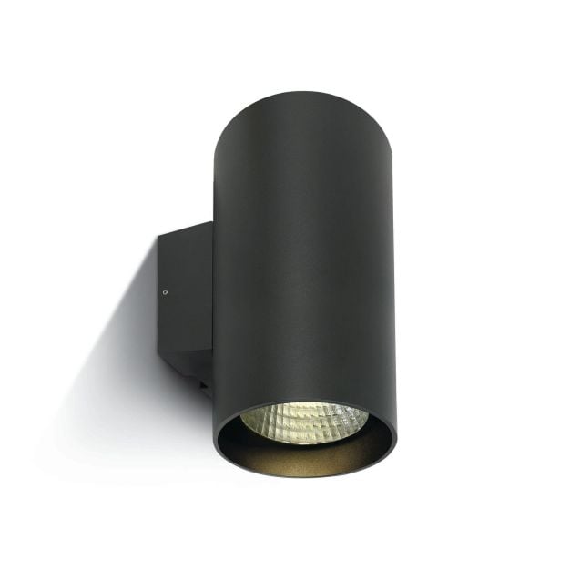 ONE Light Outdoor Wall Cylinders High Power - buiten wandverlichting - 14 x 18 x 30 cm - 2 x 20W dimbare LED incl. - IP65 - antraciet - warm witte lichtkleur