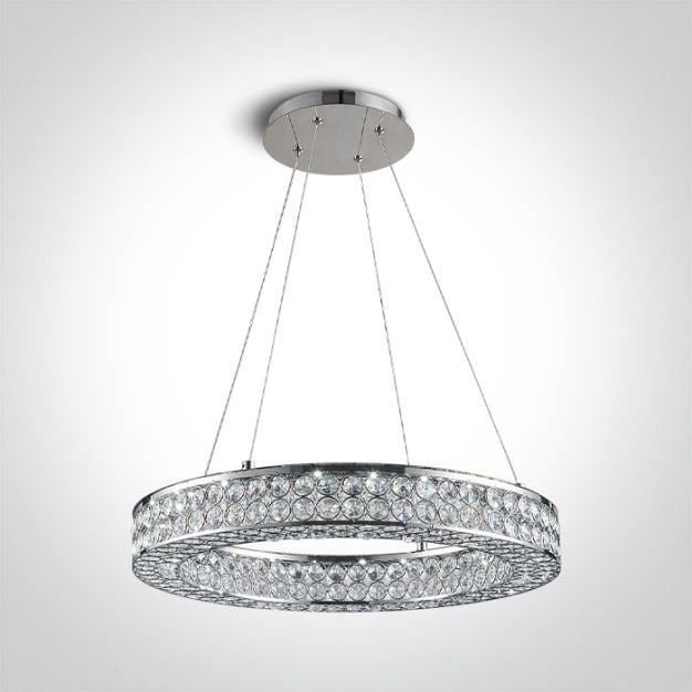 ONE Light Glass Stone Series - hanglamp - Ø 42 x 10,5 cm - 24W LED incl. - chroom