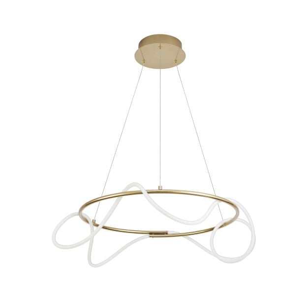 Nova Luce Tiriac - hanglamp - Ø 70 x 120 cm - 43W dimbare LED incl. - goud en wit