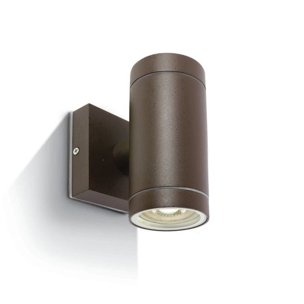 ONE Light GU10 Outdoor Cylinders - buiten wandverlichting - Ø 6,5 x 14,2 cm - IP54 - roestbruin