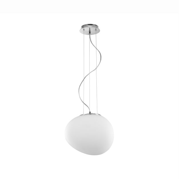 Nova Luce Ciottoli - hanglamp - Ø 31,5 x 120 cm - opaal wit