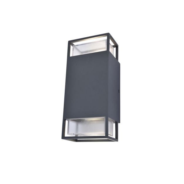 Lutec Ridge - buiten wandverlichting - 10,6 x 8,1 x 23,5 cm - IP54 - donkergrijs