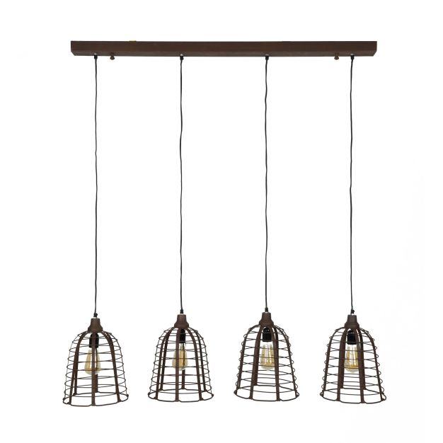 Vico Cage - hanglamp - 117 x 26 x 150 cm - roest bruin