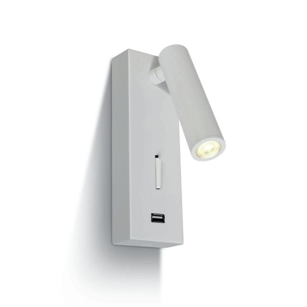 ONE Light Reading Spots - wandverlichting met schakelaar - 6 x 2,5 x 18 cm - 3W LED incl. - wit