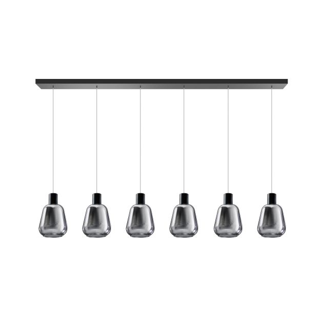 ETH Gary - hanglamp - 120 x 10 x 137 cm - 6 x 5W dimbare LED incl. - zwart