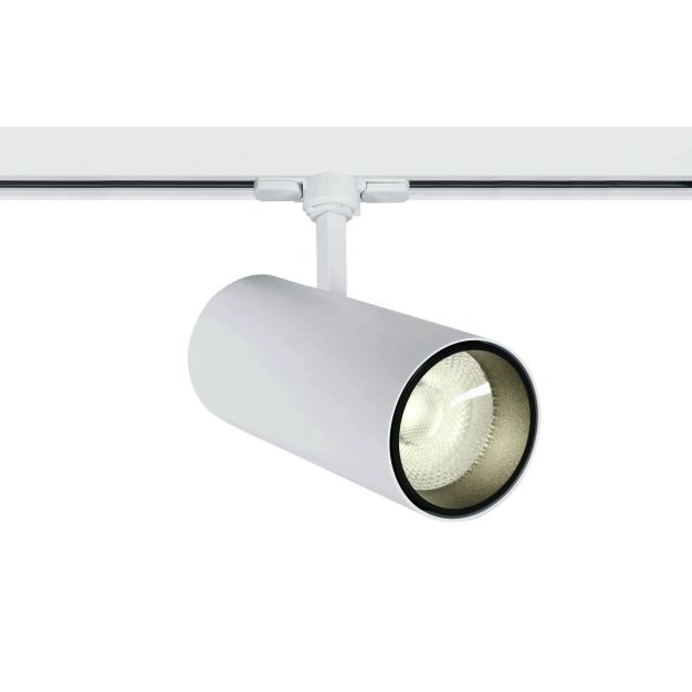 ONE Light COB Cylinder - rail spot met COB LED - 3-fase railsysteem - 3-fase railsysteem - Ø 9 x 20 cm - 30W LED incl. - wit - warm witte lichtkleur