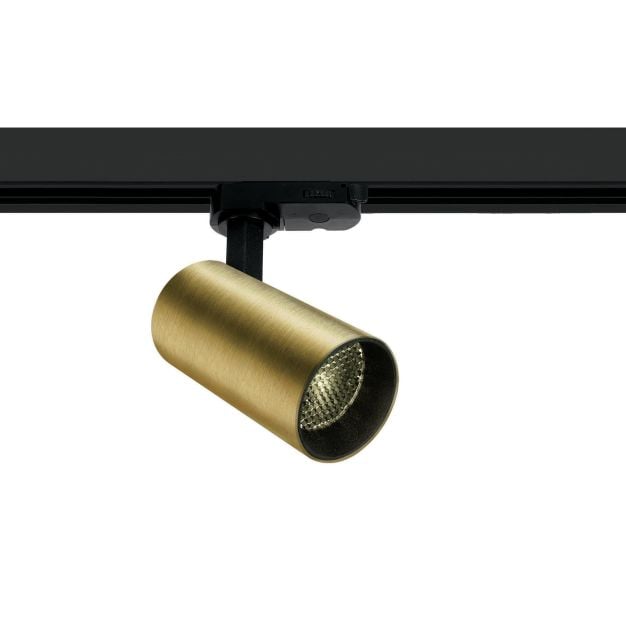 ONE Light COB Compact Cylinder - rail spot - 3-fase railsysteem - Ø 5,5 x 11 cm - 12W LED incl. - geborsteld messing