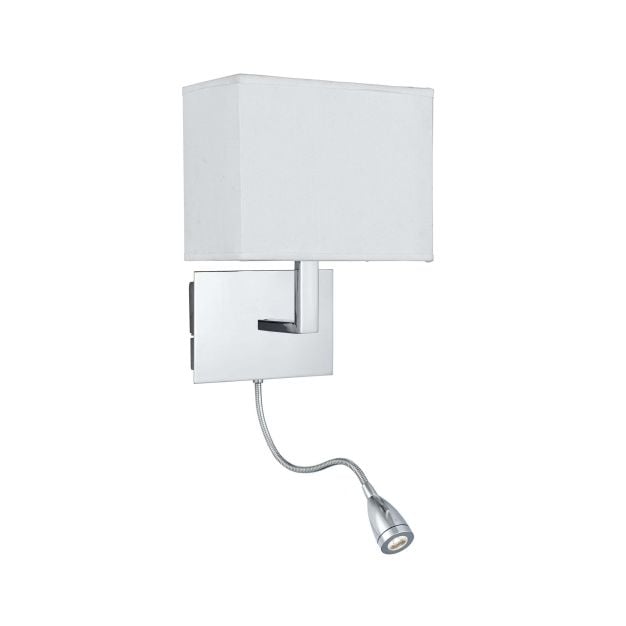 Searchlight Wall - wandverlichting met dubbele schakelaar - 20 x 25,5 cm - 1W LED incl. - chroom