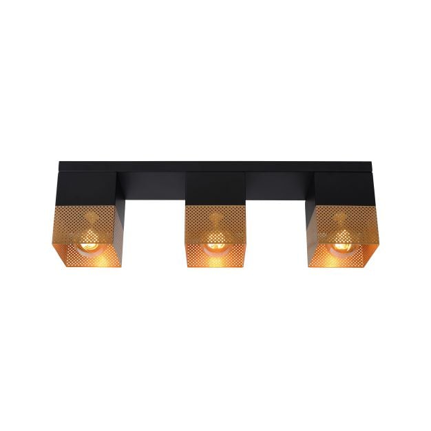 Lucide Renate - plafondverlichting - 54 x 10 x 16 cm - zwart en mat goud