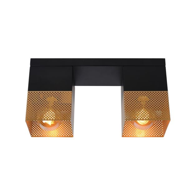 Lucide Renate - plafondverlichting - 32 x 10 x 16 cm - zwart en mat goud