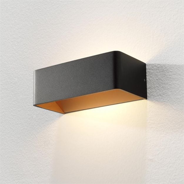 Artdelight Mainz - wandverlichting - 20 x 10 x 7 cm - 2 x 3W dimbare LED incl. - zwart en goud