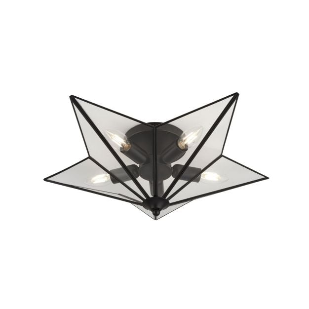 Searchlight Star - plafondverlichting - 50,5 x 50,5 x 18 cm - zwart en transparant