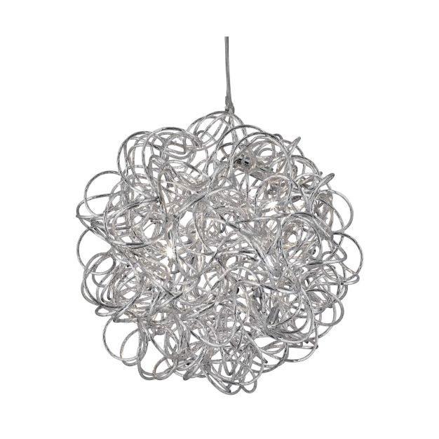 Searchlight Scribble - hanglamp - Ø 41 x 138 cm - 6 x 14W halogeen incl. - zilver