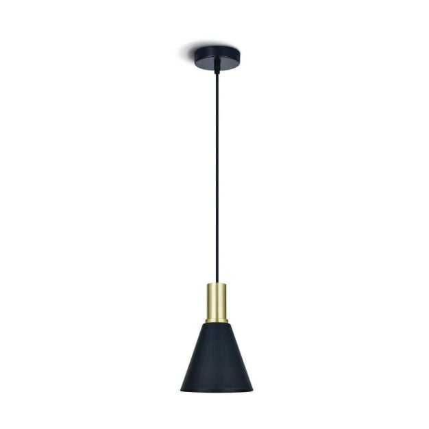 ONE Light E27 Pendant Cones - hanglamp - Ø 15,3 x 222,8 cm - geborsteld messing en zwart