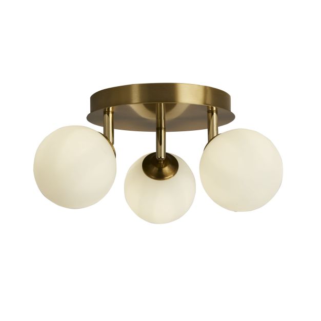 Searchlight Crosby - plafondlamp - Ø 34 x 14 cm - goud en opaal