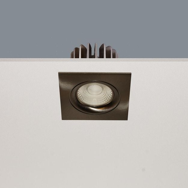 Artdelight Venice 2508 - inbouwspot - 80 x 80 mm, Ø 68 mm inbouwmaat - 8W dimbare LED incl. - IP44 - mat staal