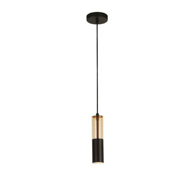 Searchlight Merrygold - hanglamp - Ø 10 x 120 cm - zwart en amber